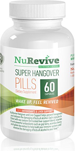 Hangover Pills - Antioxidants and Liver Support - Vitamin B - Vitamin C - Green Tea Extract - Goji Berries - Help to Make You Feel Great - Hangover Cure - 60 Count - 100% Satisfaction Guaranteed
