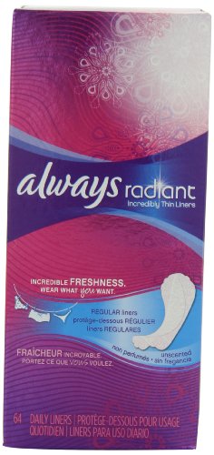 Always Radiant Incredibly Thin Liners Unscented 128 Count