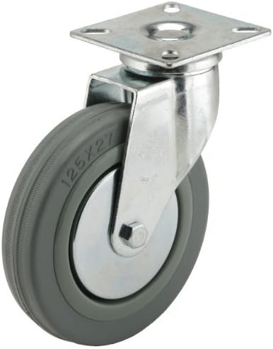 Revvo Caster D Series Plate Caster, Swivel, Rubber Wheel, Plain Bearing, 110 lbs Capacity, 2 Wheel Dia, 23/32 Wheel Width, 2-11/16 Mount Height, 2-3/8 Plate Length, 1-1/2 Plate Width by Revvo Caster