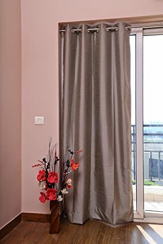 Steel Grey Faux Silk Satin Dupioni Curtains, Each 51" (130 cm) Wide X 48" (122 cm) Long, Eyelett or Grommet Top, Backed with Thick Satin Lining by ZappyCart.