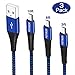 Galaxy S7 Edge Charger Cord, [3 Pack 3ft 6ft 10ft] Micro USB Cable Nylon Braided Android Fast Sync Charging Cord for Samsung Galaxy S6 S7 Edge J3 J7, LG stylo 2 3 Plus, LG G4 G3 K20 Plus, Black Blue