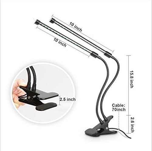Zero 18W LED Plant Grow Light Dual Head Plant Grow Lamp For Indoor Plants Hydroponic Garden And Greenhouse 360Â° Adjustable