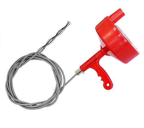 Drain Snake 35-FT, Drum Auger Plumbing Snake, Drain Auger Clog Remover Plumbing Pipe Unblocker Cleaner, Sewer/Bathtub Drain/Kitchen Sink Cleaner with Gloves By KINGLEV