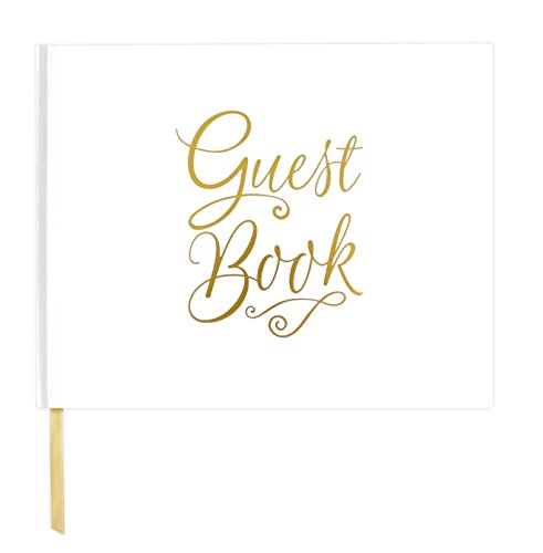 bloom daily planners Wedding Guest Book (120 pages) Guest Sign-In Book Guest Registry Guestbook - White Cover with Gold Foil and Page Marker Hardbound 7