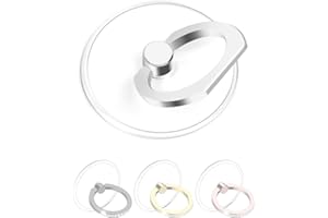 Phone Ring Holder - JCHIEN Transparent Universal Finger Grip Kickstand Cell Phone Ring Stand Holder Compatible with iPhone Samsung Smartphones 1 Pack - Silver