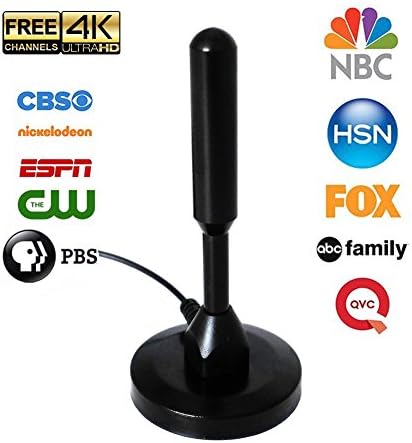 SongBot High Gain 35 Miles Digital TV Antenna Portable Indoor Outdoor Free Channels HDTV Antenna for USB TV Tuner ATSC Television PCI/USB TV Tuner 9.8 ft Cable - With Magnetic Base