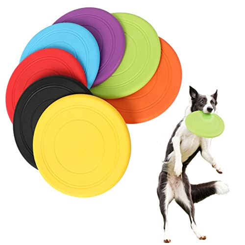 tipatyard 7 Pack Silicone Dog Flying Disc Puppy Flyer Toy for Small Medium Dogs Puppy Toys(New