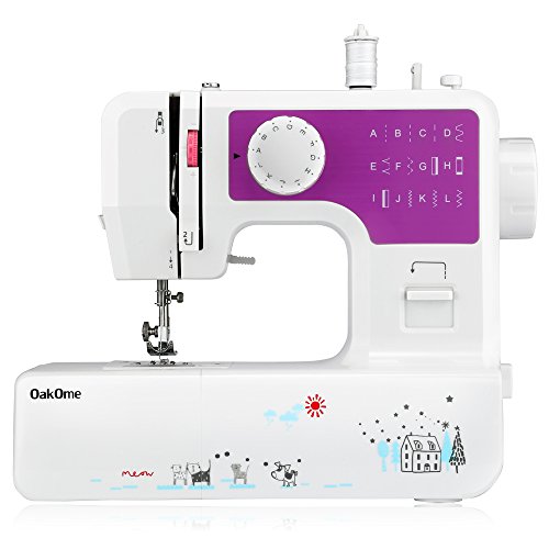oakome Household Sewing Machine Multifunction - 12 Built-in Stitches and Patterns, Strong Horsepower, Perfect for All Sewing Jobs, Great for Beginners and Convenient for The Experienced (Purple)