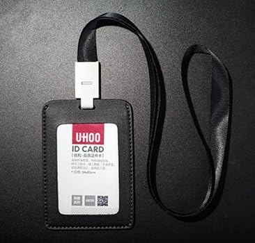 Life purchase Double vertical style leather PU document holder 1 ID window and 1 card slots and a lanyard (black)