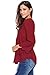 Happy Sailed Women Flare Sleeve Lace Splice Loose Trim Casual Blouse T-shirt Tops, Large Red