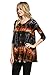 Frumos Womens Tunic Round Neck 3/4 Sleeve Top Top Rust X-Large