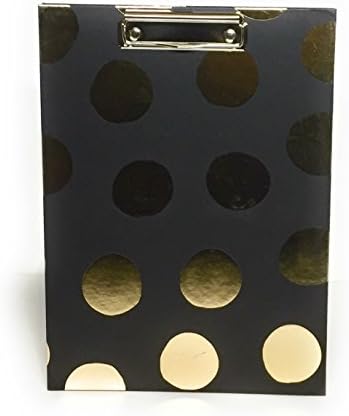 Clipboard Padfolio b y Pink Light Design /BLACK with GOLD Dotts