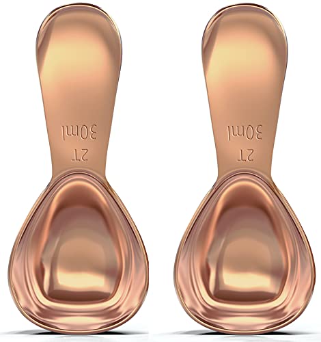 BALCI - Edelstahl-Kaffeeschaufel-Set (2 & 2 Esslöffel, 30 ml und 30 ml), exakte Messlöffel für Kaffee, Tee, Zucker, Mehl und mehr. - Roségold ..