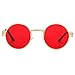 Pro Acme Round Steampunk Sunglasses for Women Men Retro Metal Frame Red (Gold Frame/Red Lens)