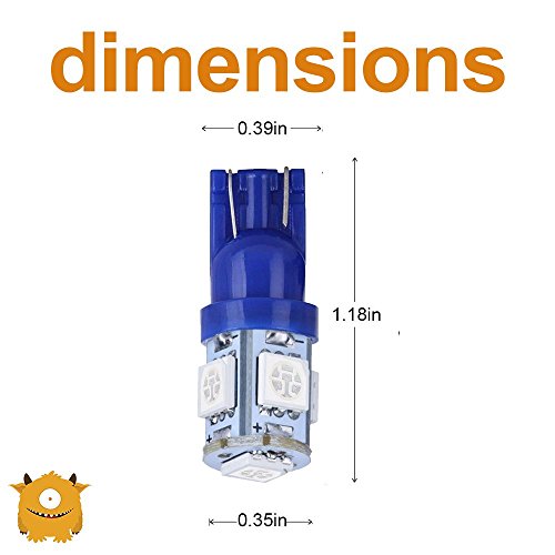 image for LED Monster 8-Pack Blue 5SMD LED Bulbs 194 168 T10 2825 Marker Lights 