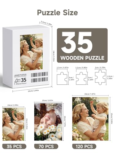 Custom Photo Puzzle- Personalized Jigsaw Puzzle from Photo, Create Your Own Puzzle with Your Picture, Gift for Wedding, Pet, Birthday, Christmas, Father‘s Day (35-Vertical)
