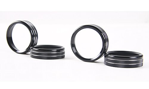 Aluminum Alloy Car Inner side Air Conditioner Switch Knob Ring Cover Trim For Ford F150 XLT 2016 2017 2018 (Black)
