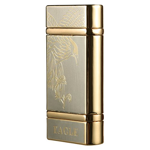 Kivors Rechargeable Photoelectric Sensor Lighter Dual Arc Plasma Electronic Lighter Windproof Cigarette Lighter, Gold Eagle