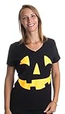Glow in Dark Jack O' Lantern | Halloween Pumpkin Costume Ladies' V-neck T-shirt