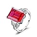 Jewelrypalace Luxury Emerald Cut 9.2ct Created Red Ruby Cocktail Ring 925 Sterling Silver Size 9