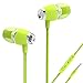 UiiSii U5 Headphones Stereo In-ear Earphones Flat Noodle Shape Cable Music Noise Isolating with Microphone and Volume Control(Green)