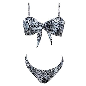 JERKKY Bikini de Dos Piezas Atractivo para Mujer Conjunto Empuje hacia Arriba Corbata Nudo Frente Correas de Espagueti…