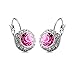 MAFMO White Platinum Plated Crystal Round Shaped Necklace Bracelet Earrings Set Women Fashion Jewelry (Pink)