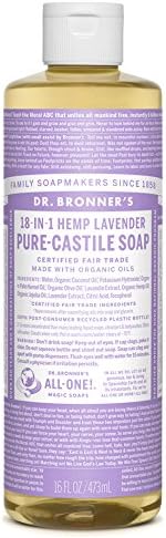 Dr Bronner Lavender Liquid Castile Soap 4 Pack 472ml Organic Biodegradable
