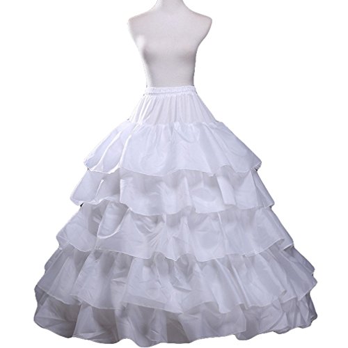 Petticoat Skirt for Girls and Women Puffy Ball Gown Slip 4 Hoop 5 Ruffles Crinoline Underskirt for Prom Wedding Dress,White