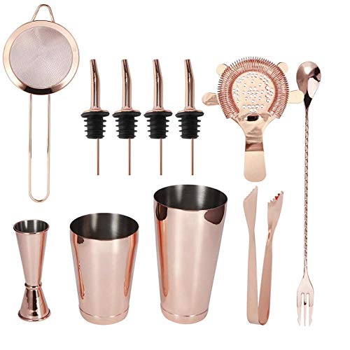 JJZXD Cocktail 11pcs / Set Multifunktions-Edelstahl-Cocktail-Shaker-Tools Set Bar Bartender liefert Cocktail-Tool (Color… – Bild 7