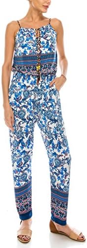 Me and Young Women's Bohemian Pattern Tassel String Jumpsuit C L/XL