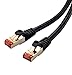IBRA® 3 Feet CAT 7 RJ45 Ethernet LAN Network Cable CAT7 (Advanced) / 10Gbps 600MHz / S/STP Molded Network/Gold Plated Plug STP Wires/Ethernet Patch LAN Router Modem/Black Round
