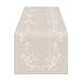 SARO LIFESTYLE Embroidered Swirl Design Linen Blend Table Runner, 16