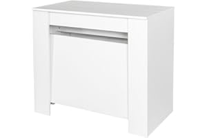 CWKISS Extendable Console Table, Mid Century Modern Expandable Dining Table with Extension Leaves Holder, 20" to 118" Transformer Table for Kitchen, Bedroom, Living Room, Space-Saving Furniture (White)