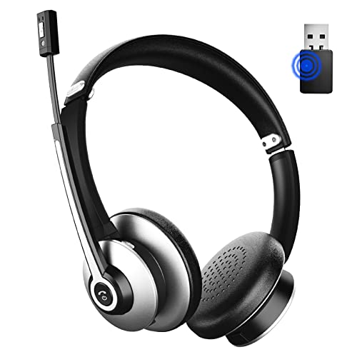 Bluetooth Headset with Microphone, Wireless Headphones with Noise