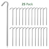 AAGUT Yard Tent Stakes Heavy Duty 9 Inch 25 Piece Galvanized Steel Tent Pegs Canopy Garden Stakes, 6Ga Metal Tent Ground Stakes for Outdoor Camping
