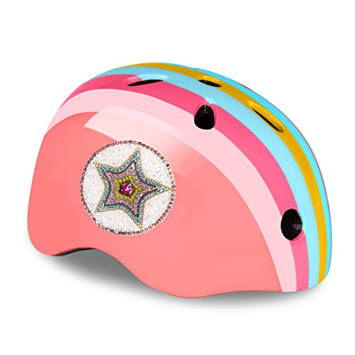 PATHLANE Kids Helmet, Glitter Bike Helmet, Toddler Helmet for Boys and Girls 3-8 Years, Adjustable, Comfortable Children's Helmet for Skateboard, Bicycle, and Scooter