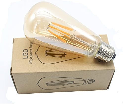 Maxbayou E26/E27 LED Edison Bulb Filament Light 6W 600 Lumens Warm White 2700K AC110V-130V Dimmable for Indoor Table Lamps & Pendant Vintage Retro Antique