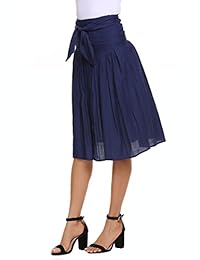 Zeagoo de la dama Tie cintura Street Plus Size Cintura Alta Una línea Midi faldas