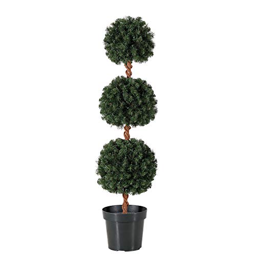 Home Heritage 4 Foot Artificial Topiary Tree w/Clear Lights for Entryway Decor