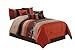 Chezmoi Collection Napa by 7-Piece Luxury Leaves Scroll Embroidery Bedding Comforter Set (Queen, Rust Orange/Taupe/Brown)