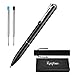Kyinflose Gel Ink Pens, Metal Business Gel Ink 0.5mm Pens with 2 Extra Refills（0.7mm Black & Blue）, Stainless Steel Twist Roller Ball Gift Pens with Black Ink Medium Point, Black