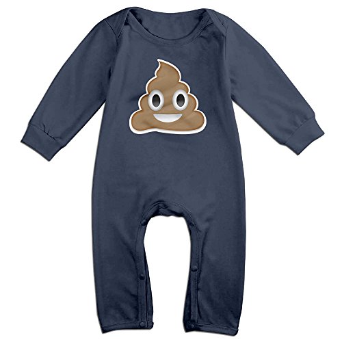 KIDDOS Baby Infant Romper Cute Poop Smiley Face Long Sleeve Playsuit Outfits,Navy