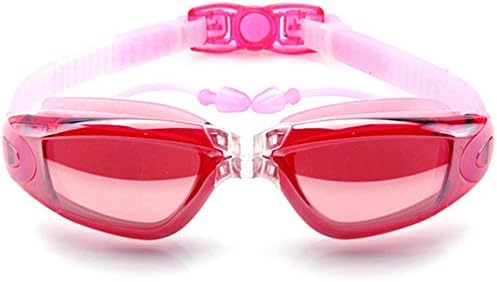 Swim Goggles,Silicone Goggles Adjustable Siamese Ear Plugs No Leak Anti Fog UV Protection Triathlon,Protection Case for Mirror Coated Lenses,Top Rated by Swim Instructors for Adult Youth Kids Pink