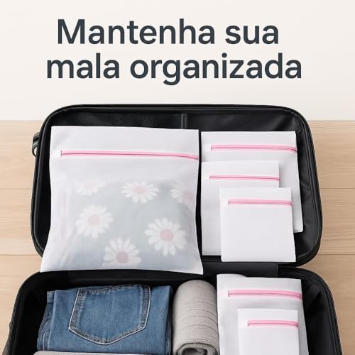 Kit 5 Sacos de Lavar Roupas Delicadas na Máquina de Lavar | Perfeito para Roupas Íntimas e Peças Finas | Cestinho de Proteção para Lingeries | Zíper Reforçado - Premium (Cores Sortidas)