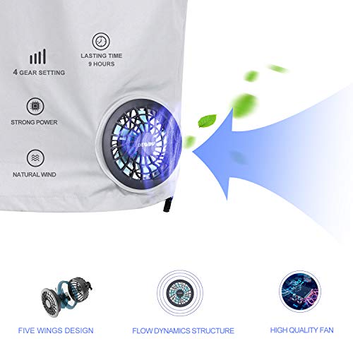 DEWBU Workwear Equipped Cooling Vest Fan with Battery Pack for Summer Outdoors Air-Conditioned Clothes (Grey Vest Suit,Medium)