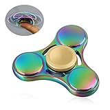 NIUB5 Tri Fidget Spinner Toy Premium Quality Stress Reducer Hand Spinner Anxiety Relieves Boredom Metal Cube Bearing Rainbow Color (Rainbow Metal)