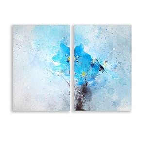 2 Plane Abstract Blue Ink Painting for Living...