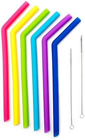 Vancool Reusable Silicone Drinking Straws with 2 Brushes,8 Pieces