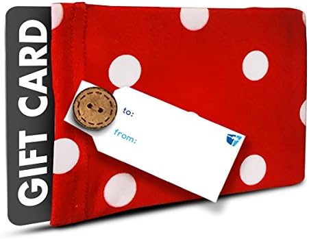 Christmas Gift Card Holder (Set of 2) - Stretchy Fabric, Reusable and Eco Friendly - Red and White Polka Dots (2 Gift Card Holder with 2 FREE Gift Tags)